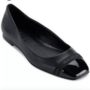 Karl Lagerfeld Paris Womens Sz 10 M Zayne Black Ballet Flats Square Cap‎ Toe